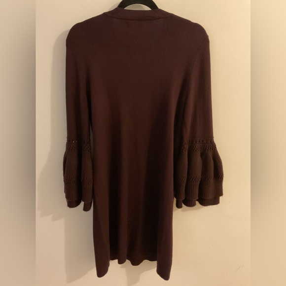 ELIZA J Women’s Knit Layered Burgundy Bell Sleeve Sweater Dress Size: Medium - Picture 5 of 6